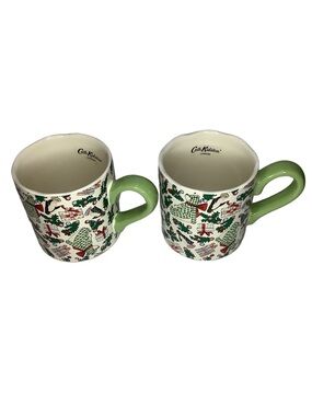 Cath Kidston Christmas Ditsy Shortie Mugs Set Of 2 New